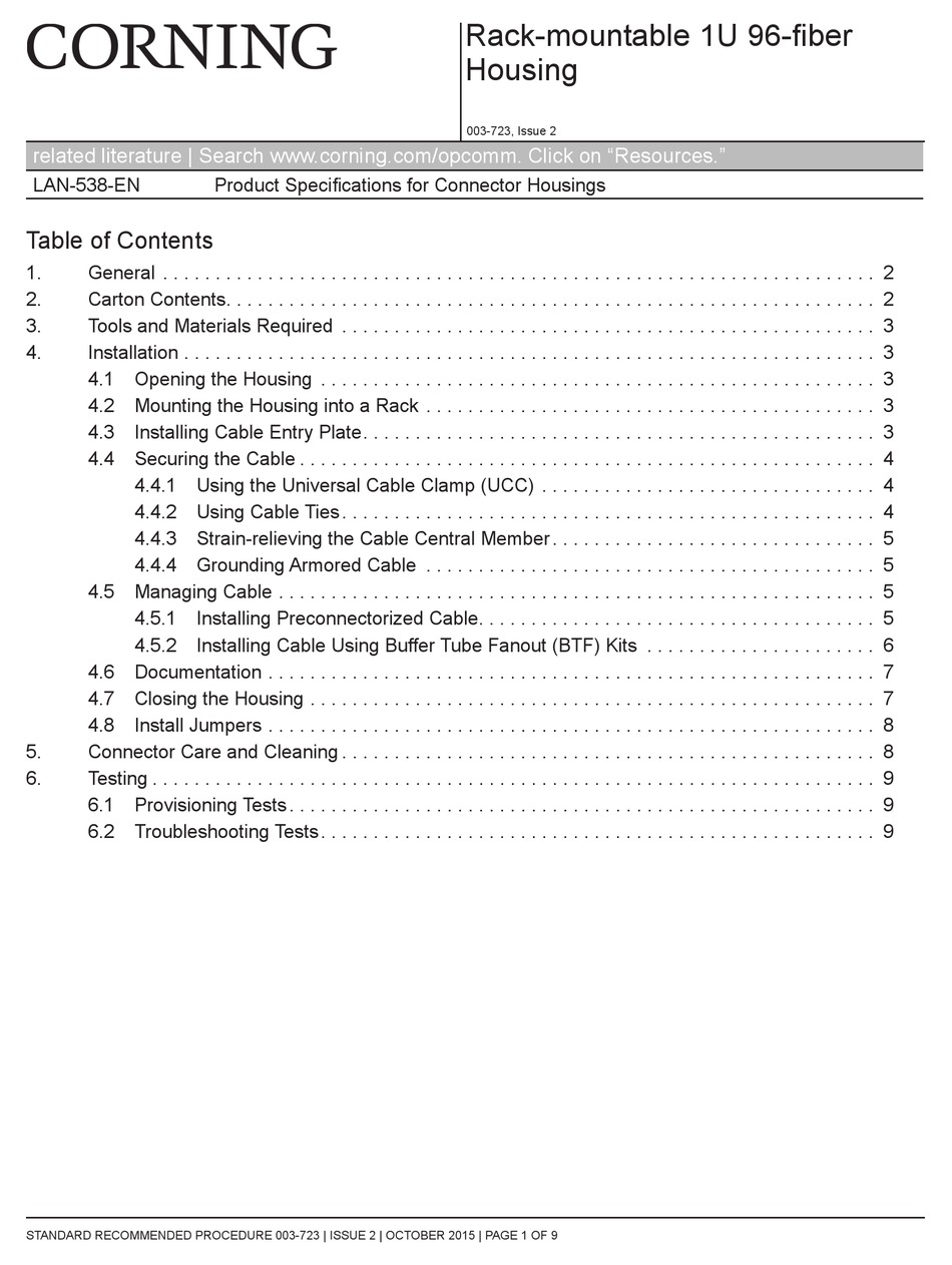 CORNING PCH96F01U MANUAL Pdf Download ManualsLib
