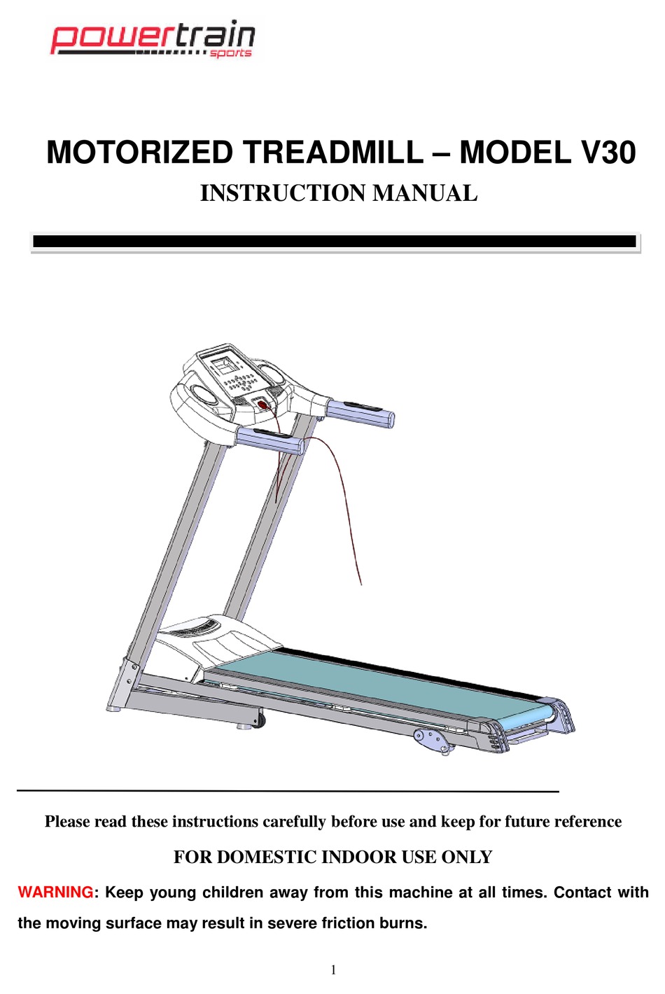 Powertrain v30 treadmill discount manual