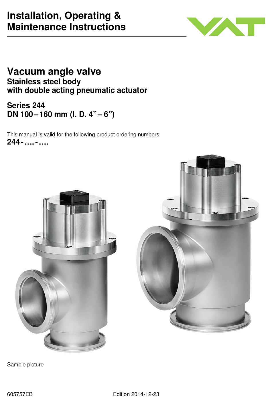 VAT 244 SERIES INSTALLATION OPERATING MAINTENANCE INSTRUCTIONS Pdf   Vat 244 Series 