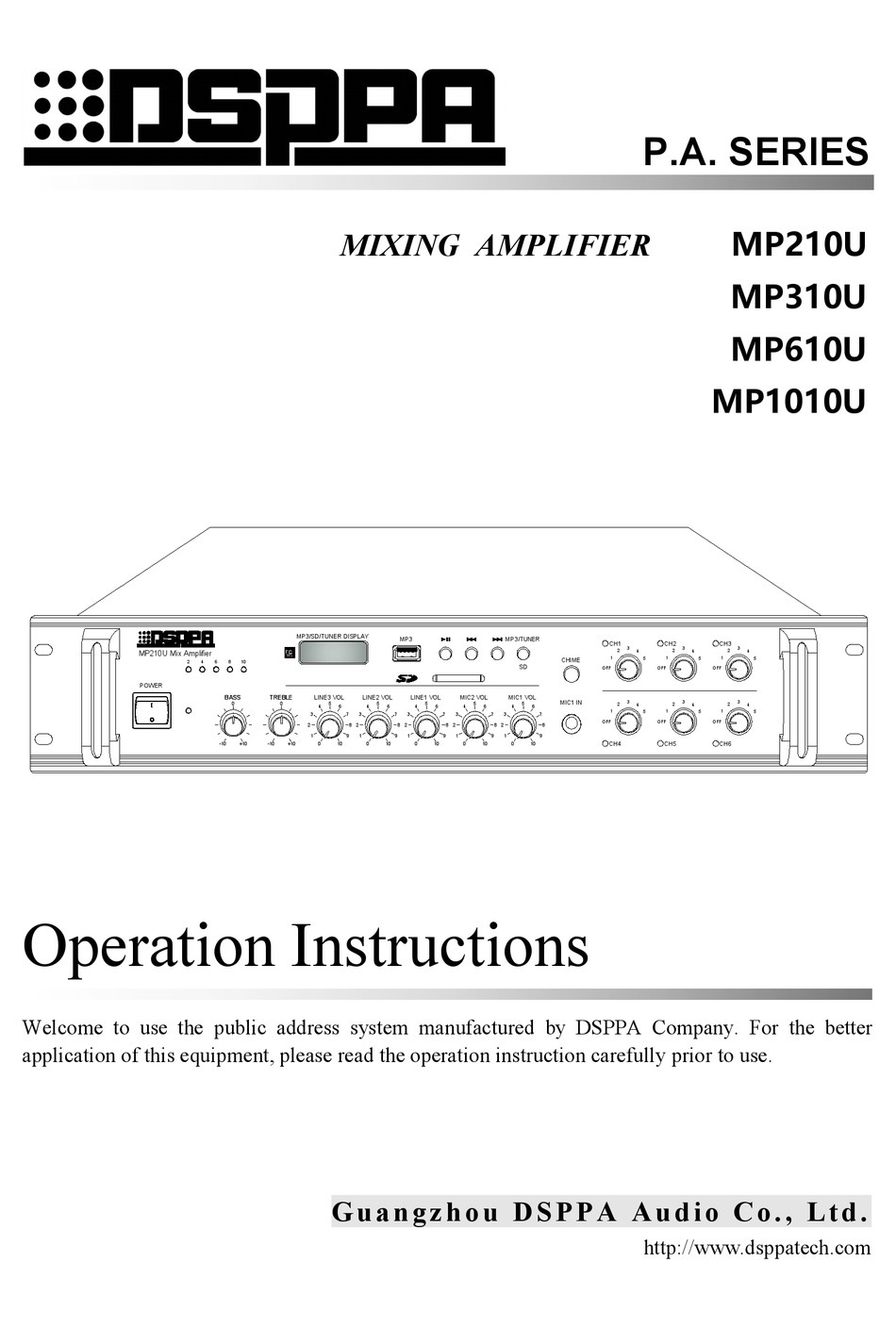 DSPPA MP310U OPERATION INSTRUCTIONS MANUAL Pdf Download | ManualsLib