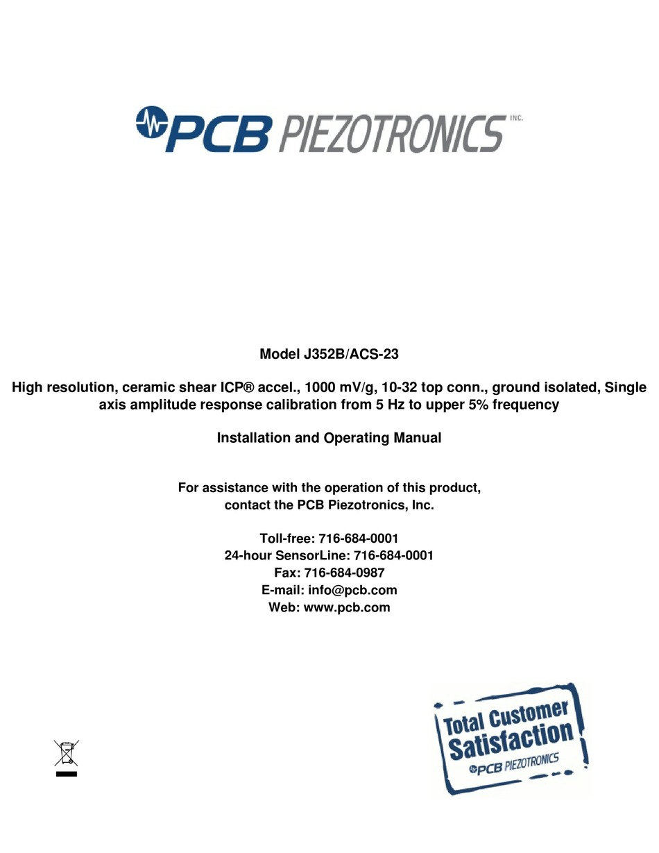 PCB PIEZOTRONICS J352B/ACS-23 INSTALLATION AND OPERATING MANUAL Pdf ...