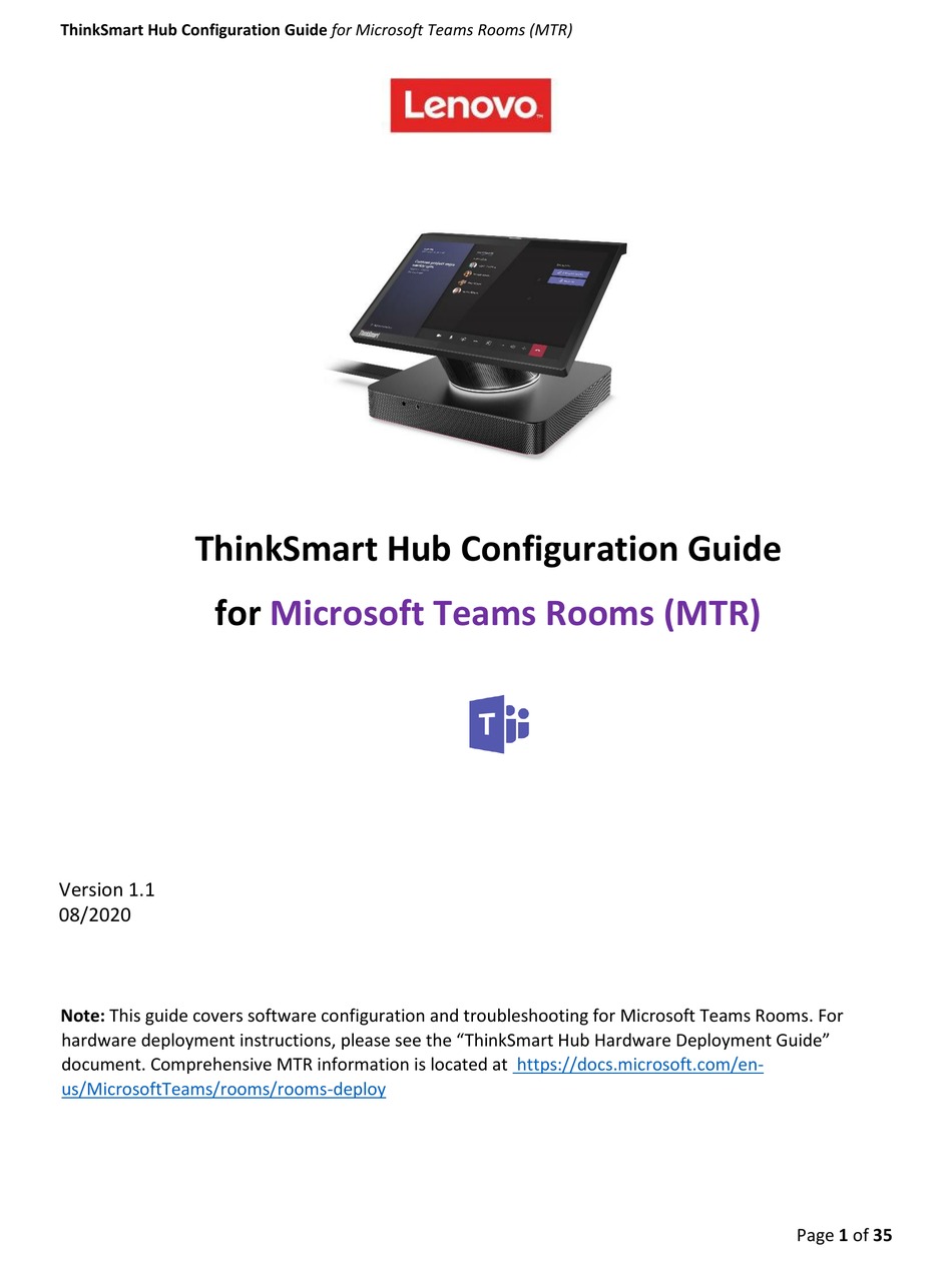 LENOVO THINKSMART HUB CONFIGURATION MANUAL Pdf Download ManualsLib