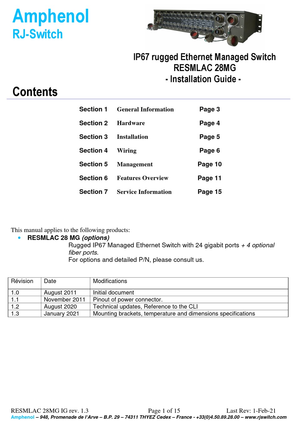 AMPHENOL RESMLAC 28MG INSTALLATION MANUAL Pdf Download ManualsLib