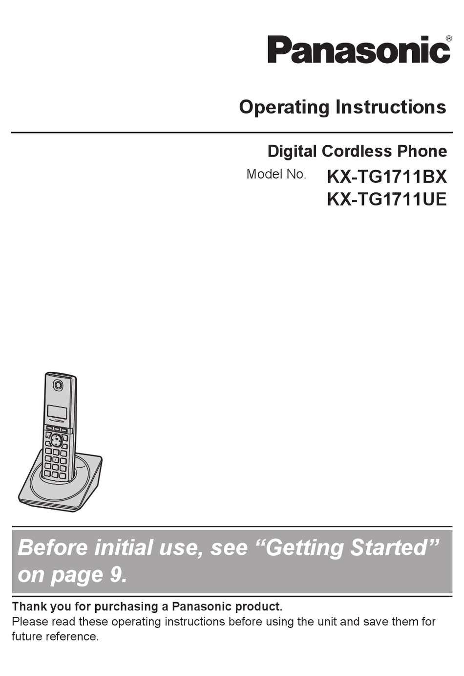 PANASONIC KX-TG1711BX OPERATING INSTRUCTIONS MANUAL Pdf Download ...