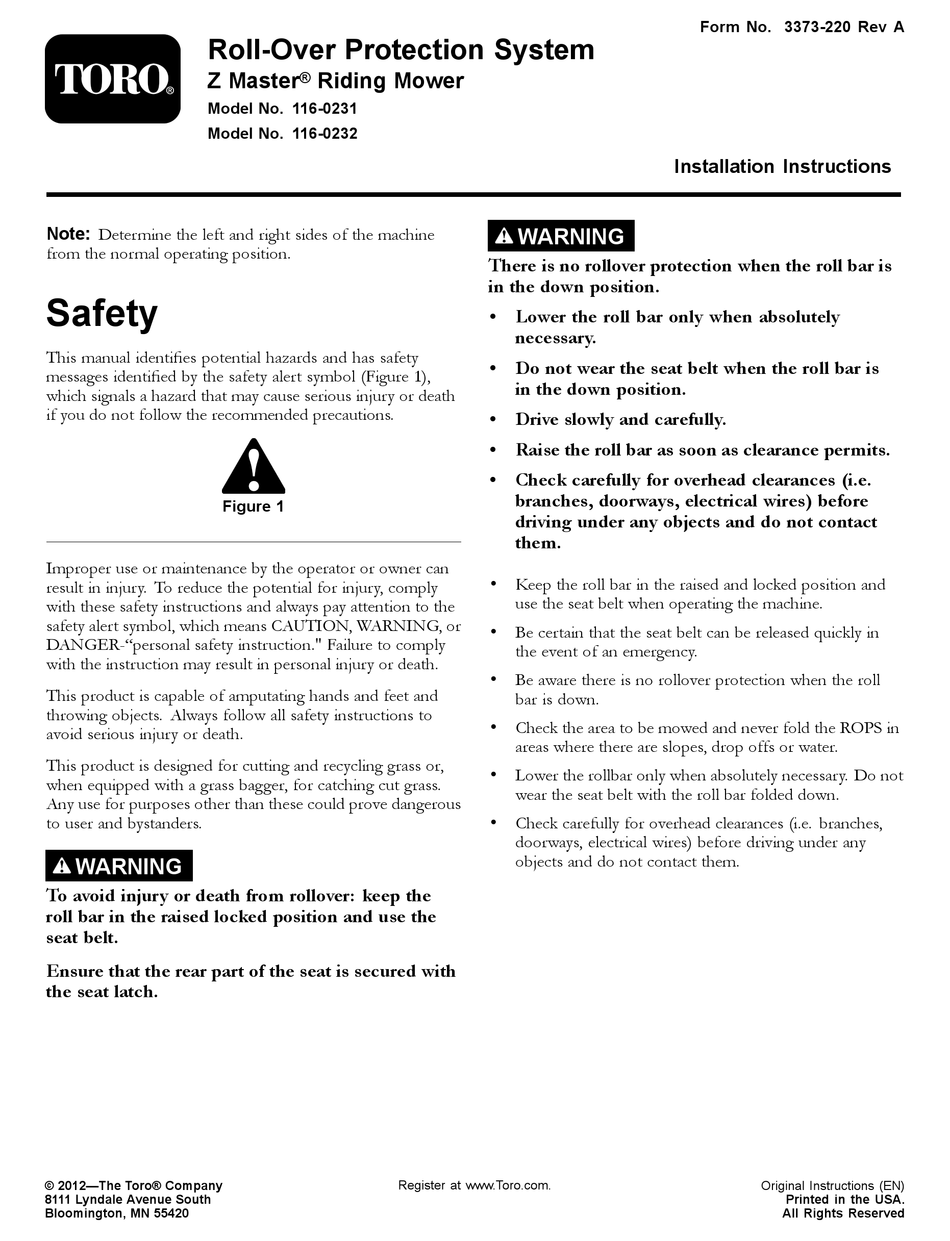 TORO Z MASTER 1160231 INSTALLATION INSTRUCTIONS Pdf Download ManualsLib