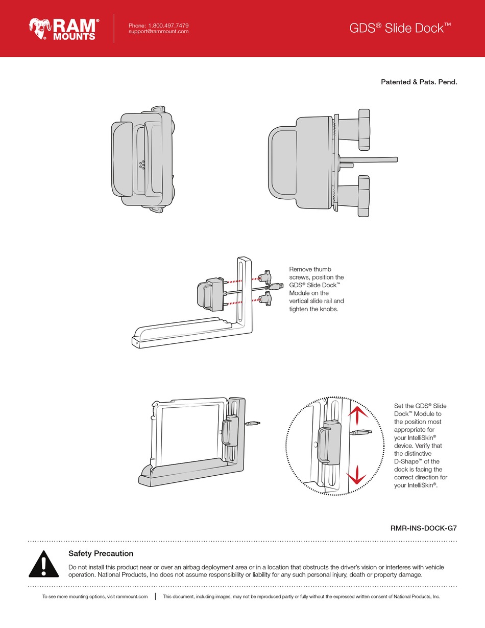 RAM MOUNTS GDS SLIDE DOCK INSTRUCTIONS Pdf Download ManualsLib