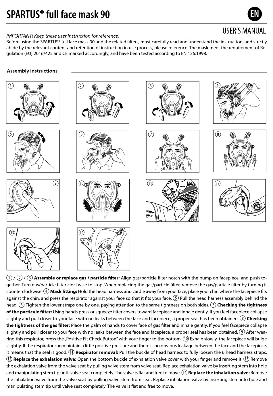 SPARTUS FULL FACE MASK 90 USER MANUAL Pdf Download | ManualsLib