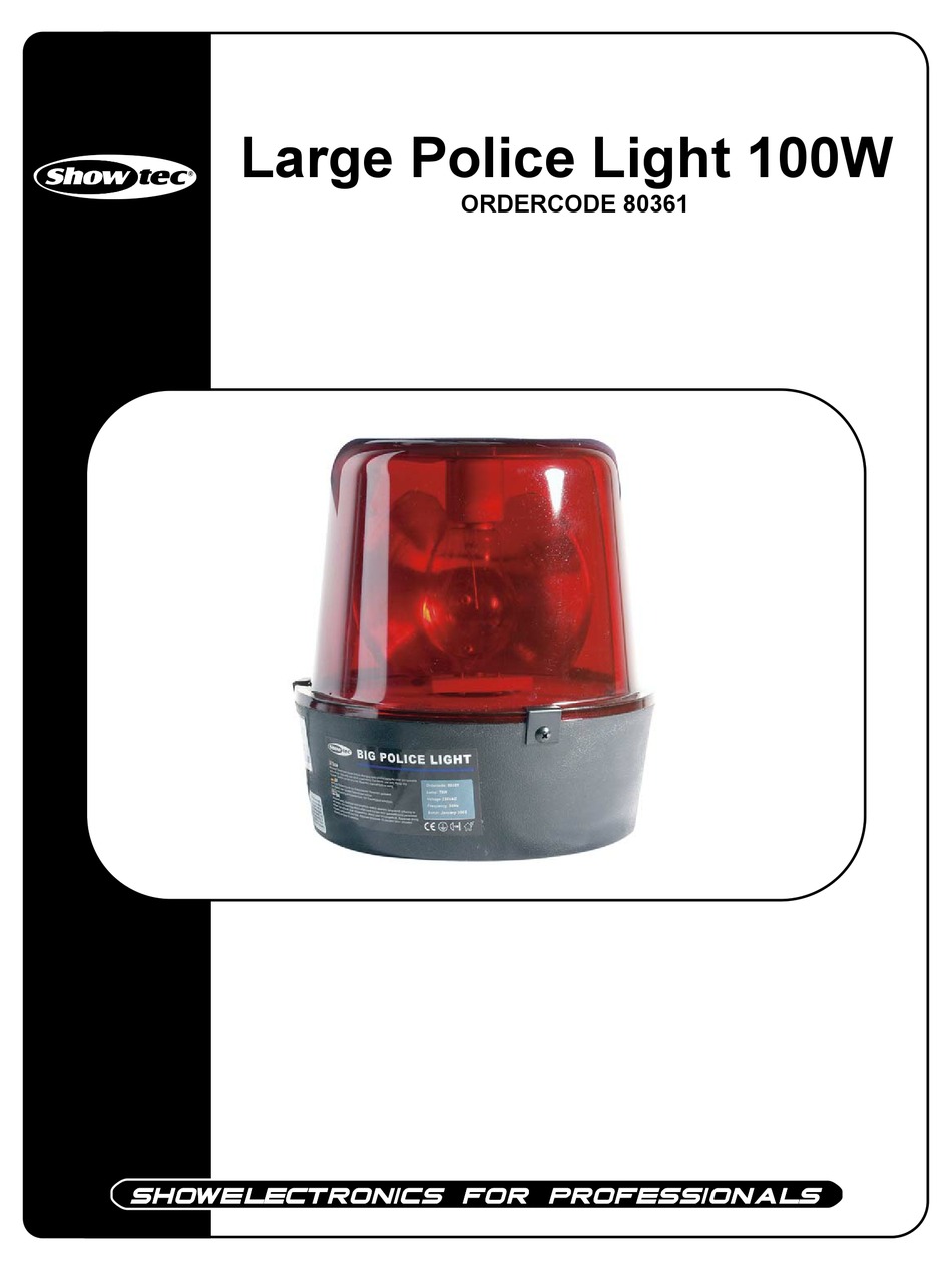 SHOWTEC LARGE POLICE LIGHT 100W MANUAL Pdf Download ManualsLib