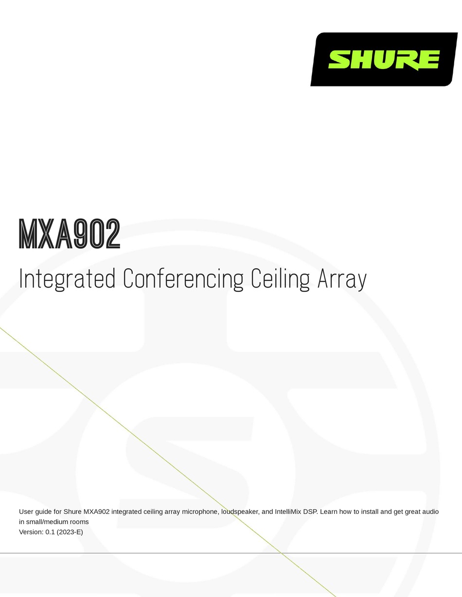 SHURE MXA902 MANUAL Pdf Download | ManualsLib