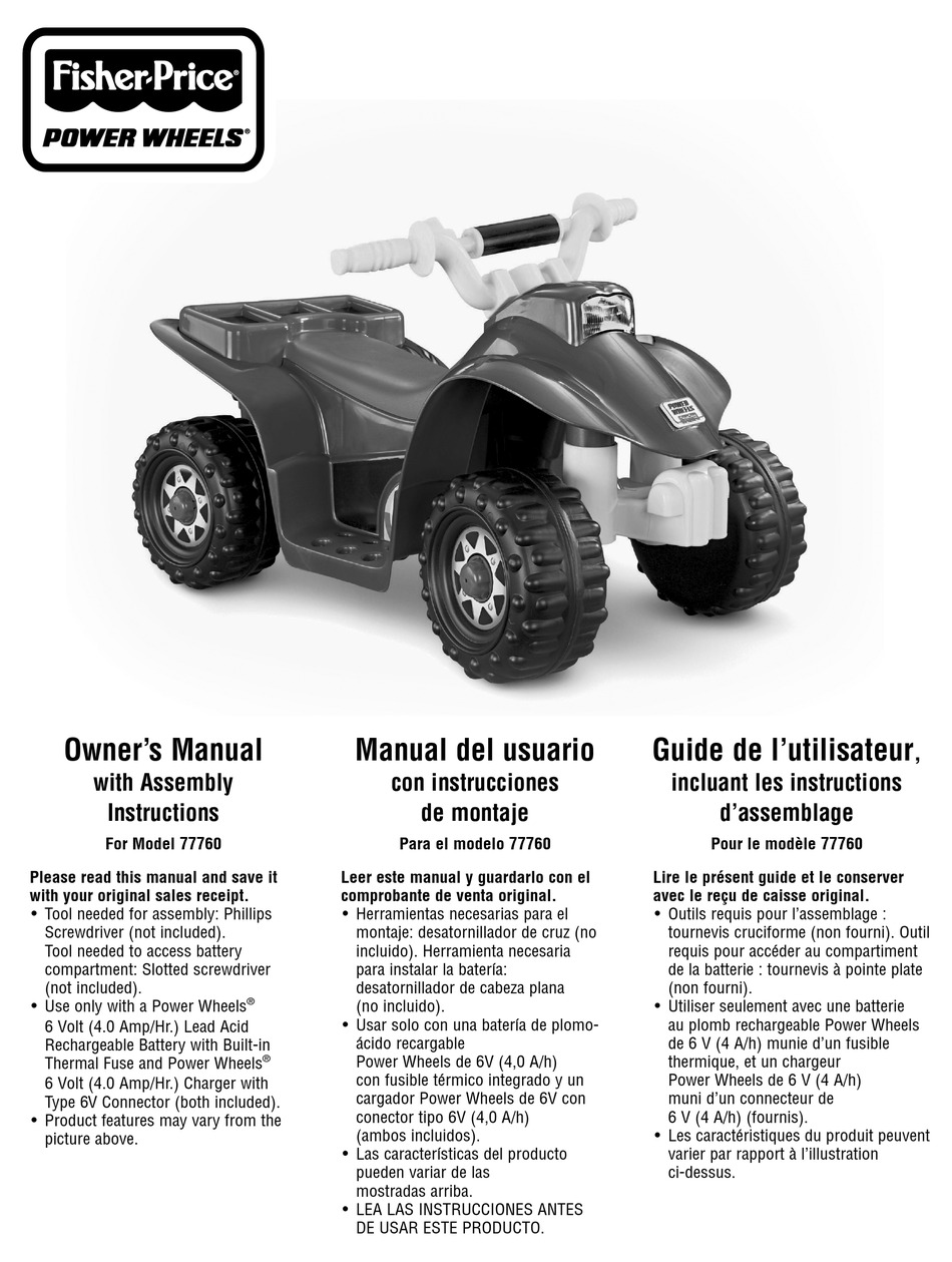 FISHERPRICE POWER WHEELS 77760 OWNER'S MANUAL Pdf Download ManualsLib