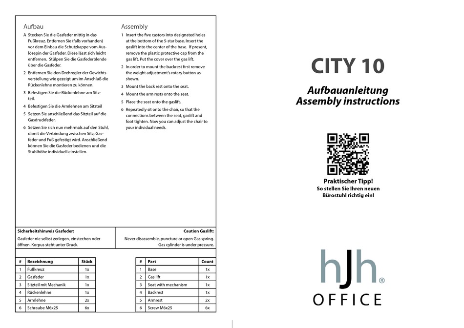 HJH OFFICE CITY 10 ASSEMBLY INSTRUCTIONS Pdf Download ManualsLib