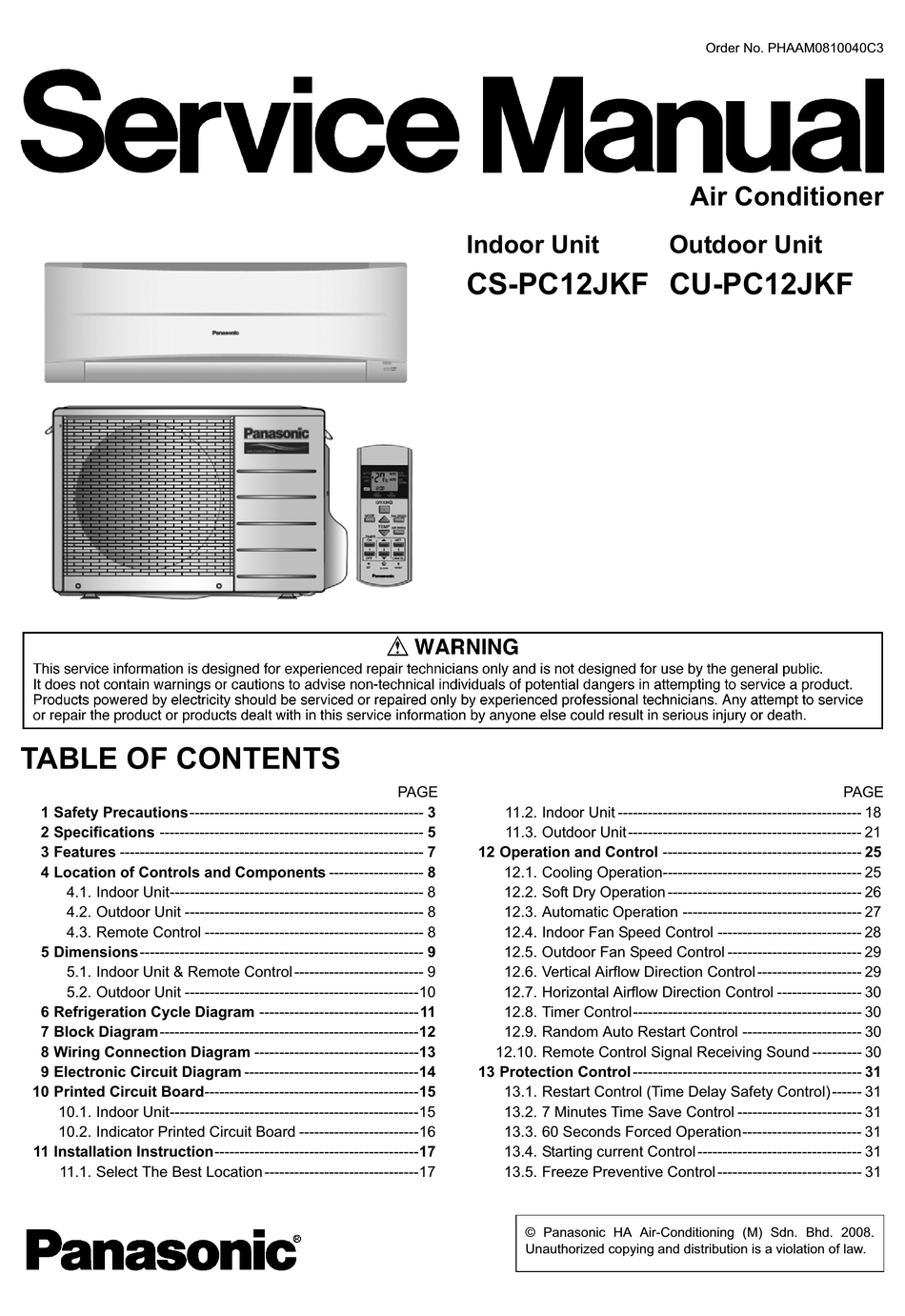 PANASONIC CUPC12JKF SERVICE MANUAL Pdf Download ManualsLib