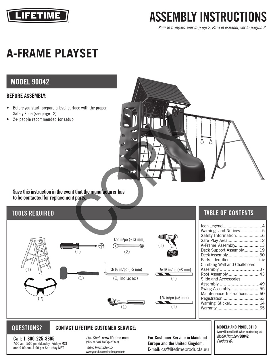 LIFETIME 90042 ASSEMBLY INSTRUCTIONS MANUAL Pdf Download ManualsLib