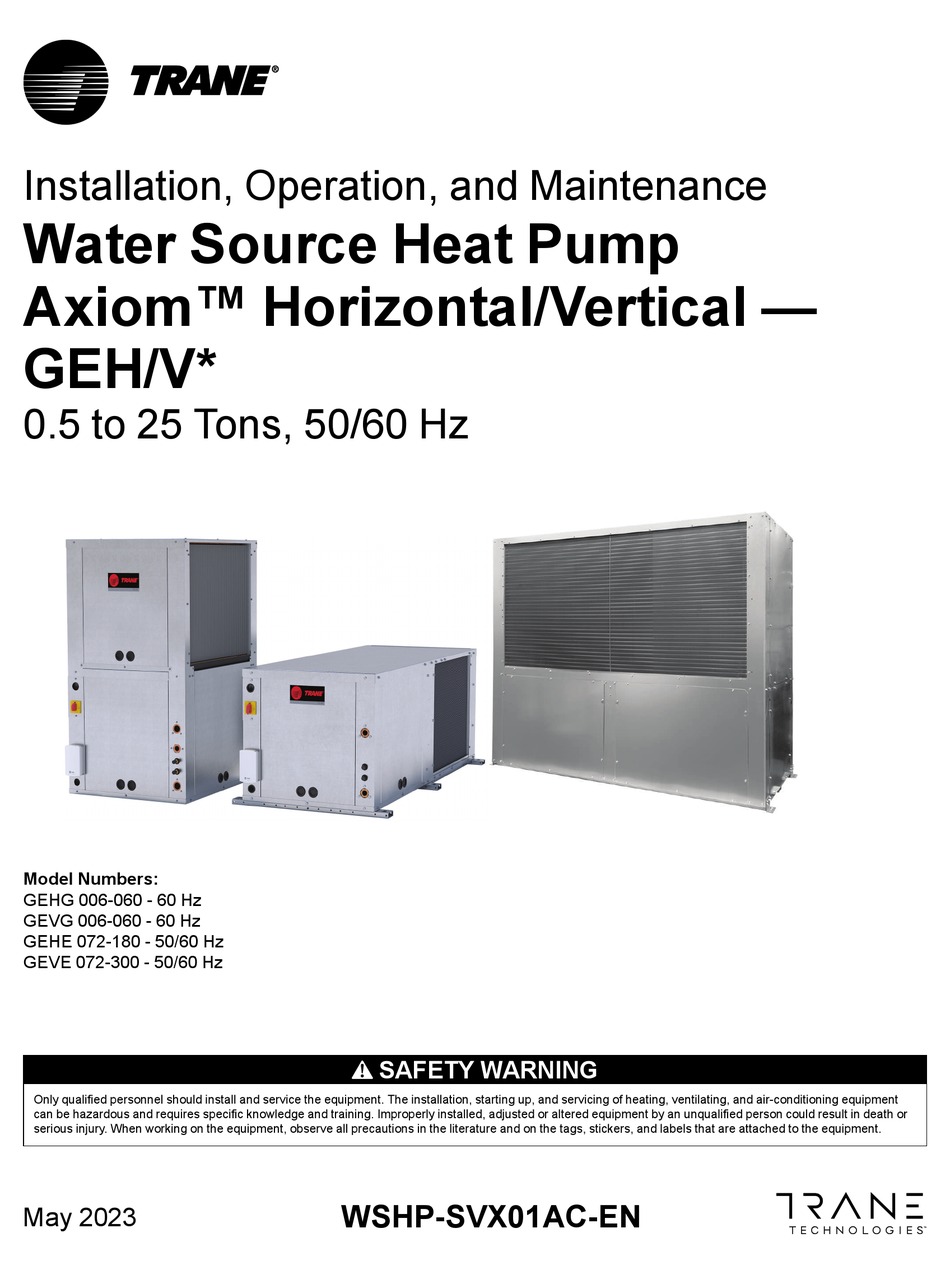 TRANE AXIOM GEH SERIES INSTALLATION, OPERATION AND MAINTENANCE MANUAL