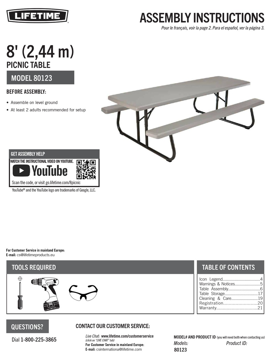 LIFETIME 80123 ASSEMBLY INSTRUCTIONS MANUAL Pdf Download ManualsLib