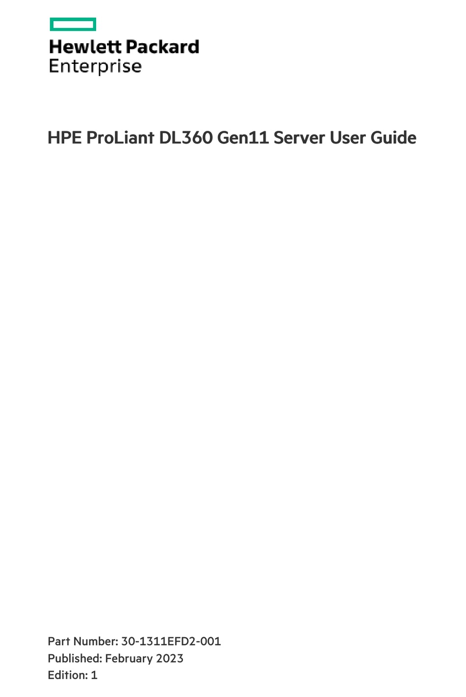 HPE PROLIANT DL360 GEN11 USER MANUAL Pdf Download | ManualsLib