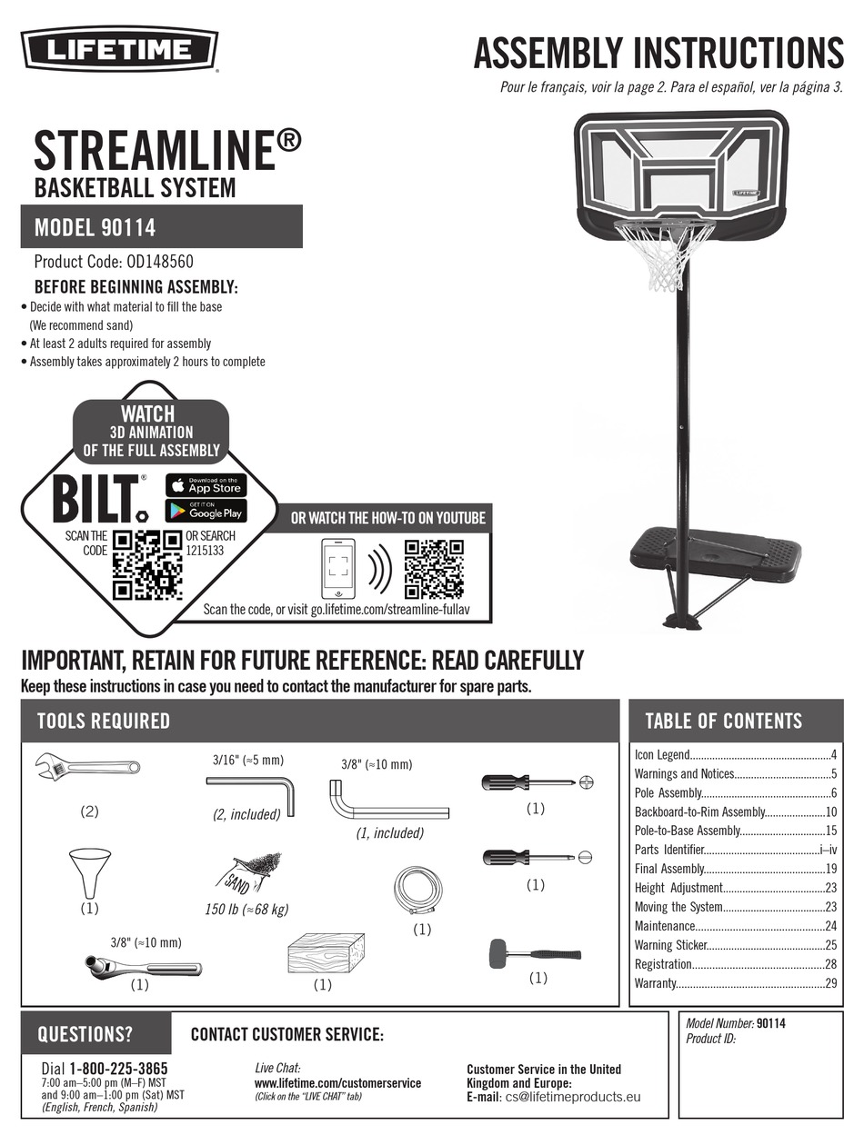 LIFETIME OD148560 ASSEMBLY INSTRUCTIONS MANUAL Pdf Download ManualsLib