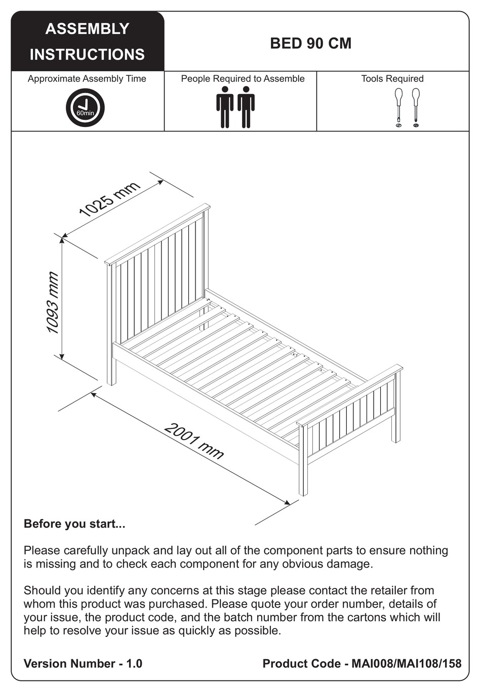 JULIAN BOWEN LIMITED MAI008 ASSEMBLY INSTRUCTIONS MANUAL Pdf Download ManualsLib