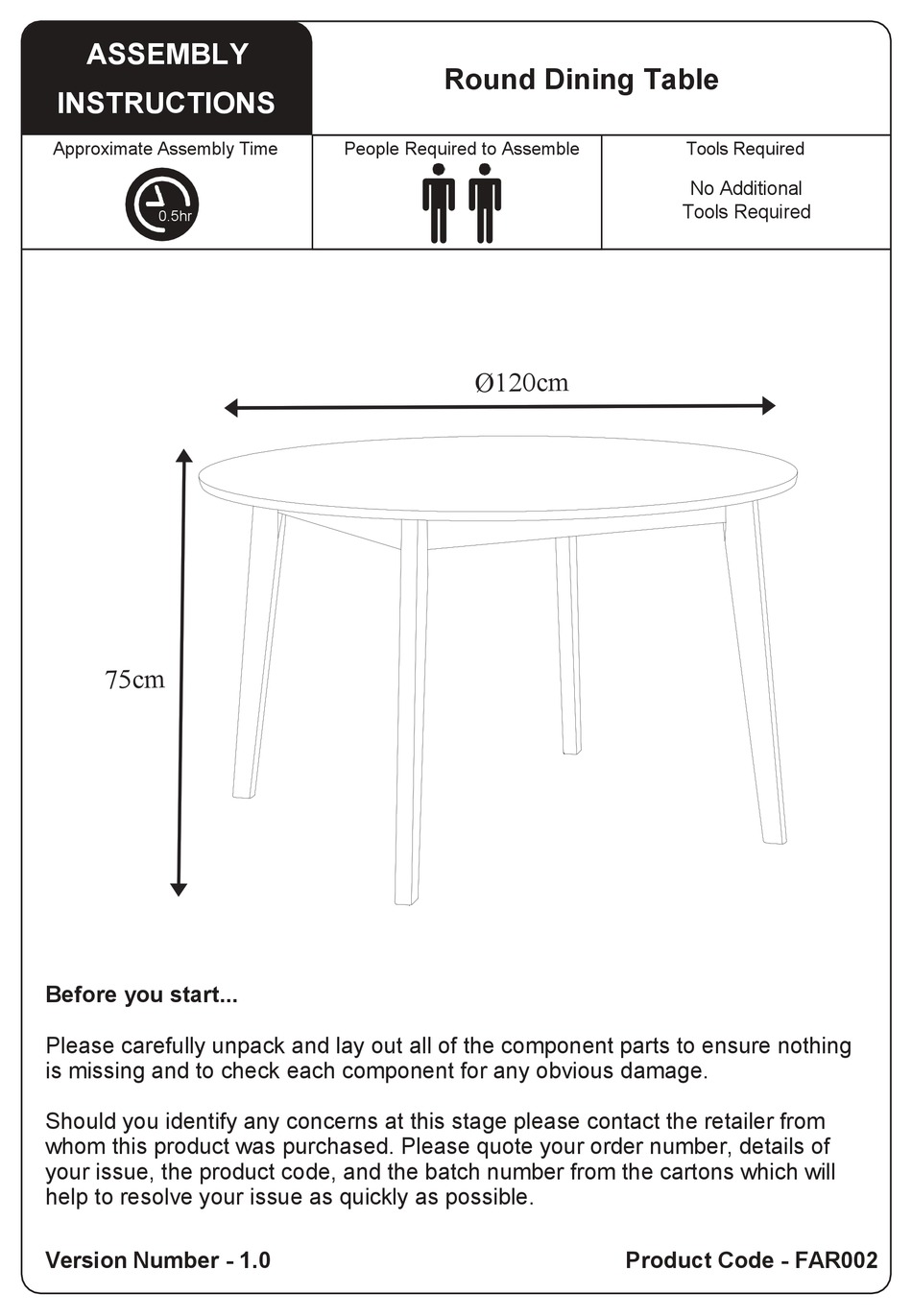 JULIAN BOWEN LIMITED FAR002 ASSEMBLY INSTRUCTIONS MANUAL Pdf Download ManualsLib