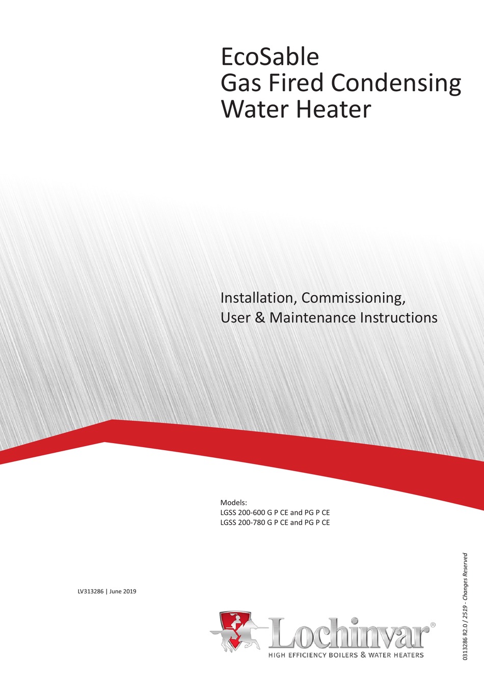 LOCHINVAR ECOSABLE LGSS 200600 G P CE INSTALLATION, COMMISSIONING
