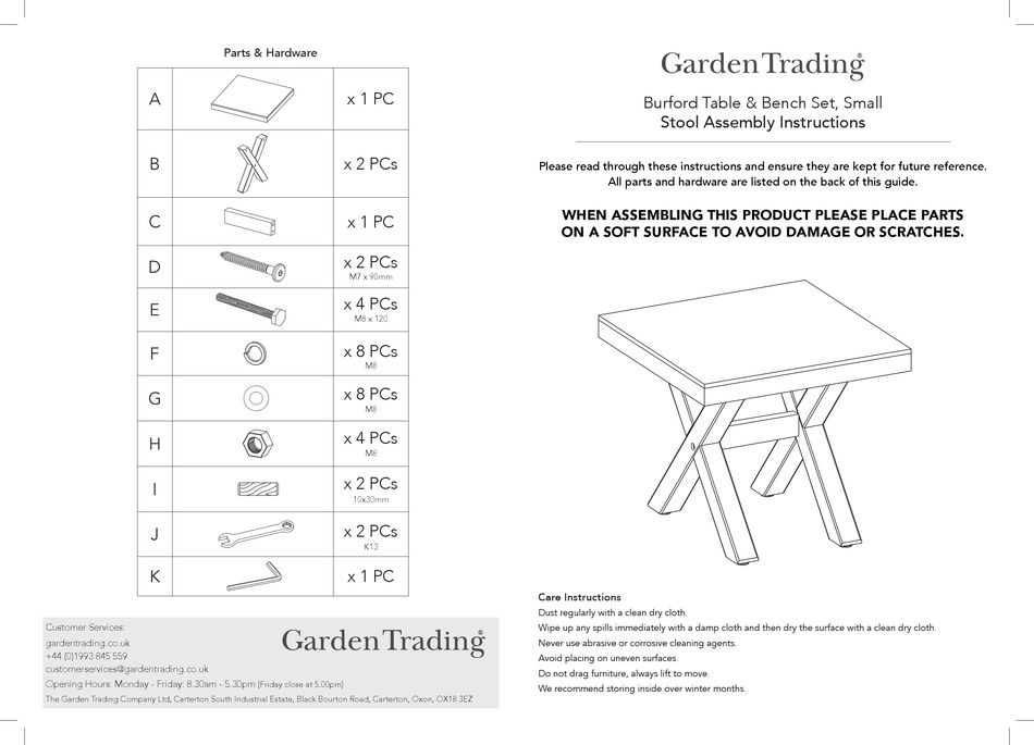 GARDEN TRADING BURFORD STOOL ASSEMBLY INSTRUCTIONS Pdf Download ManualsLib