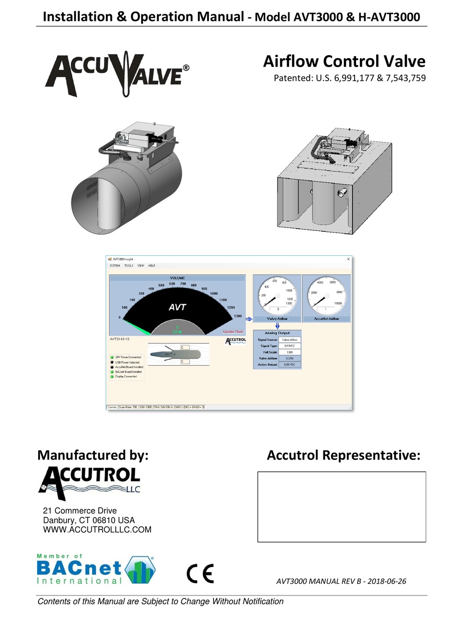 ACCUTROL ACCUVALVE AVT3000 INSTALLATION & OPERATION MANUAL Pdf Download