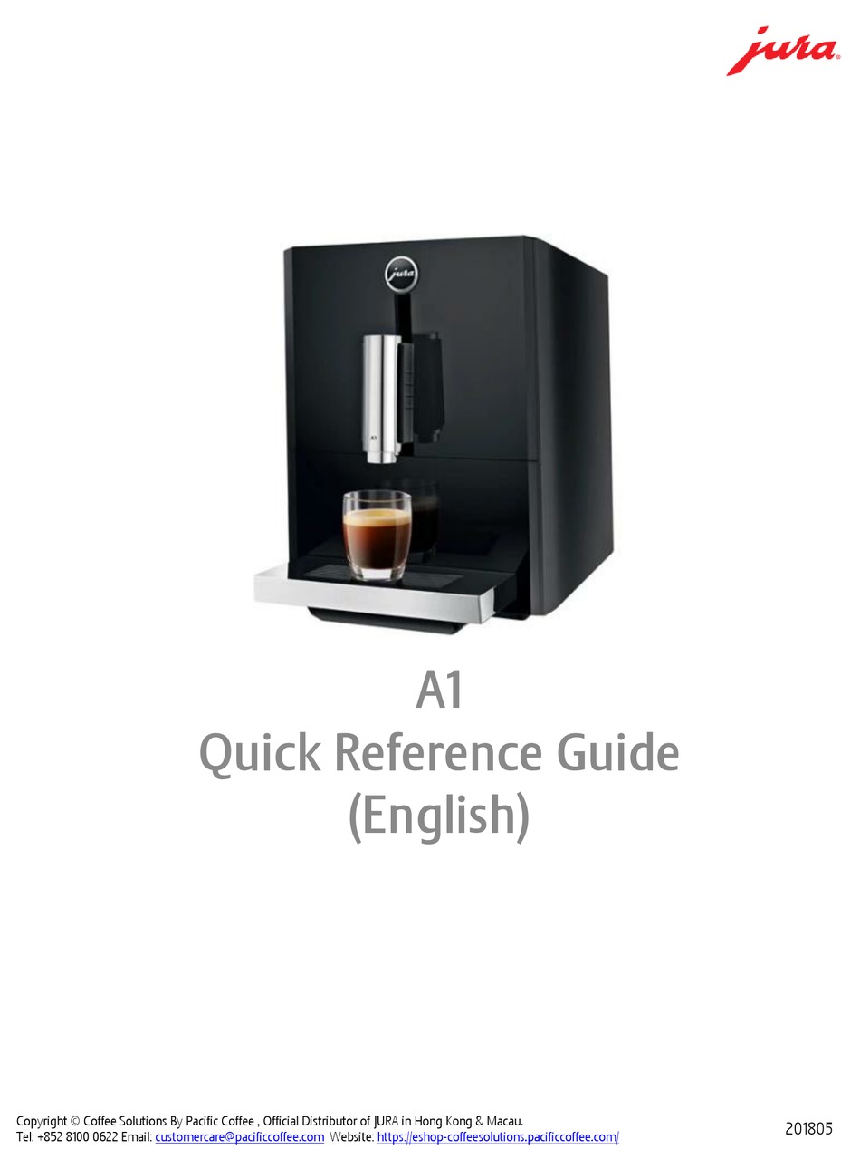 JURA A1 QUICK REFERENCE MANUAL Pdf Download ManualsLib