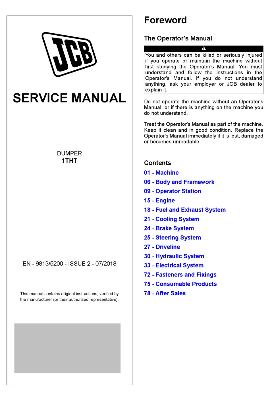 JCB 1THT SERVICE MANUAL Pdf Download ManualsLib