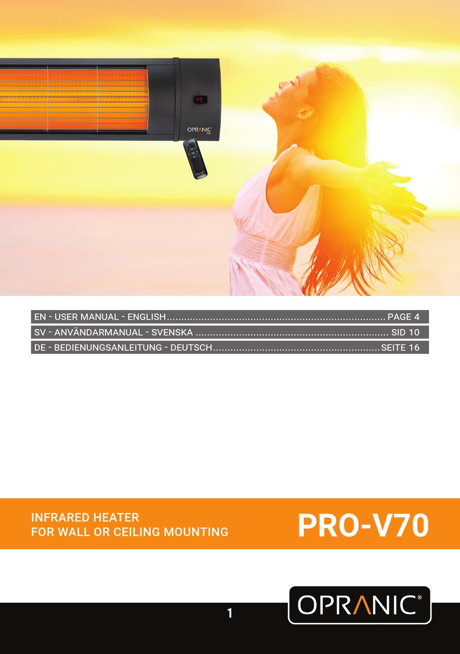 OPRANIC PRO V70 USER MANUAL Pdf Download ManualsLib