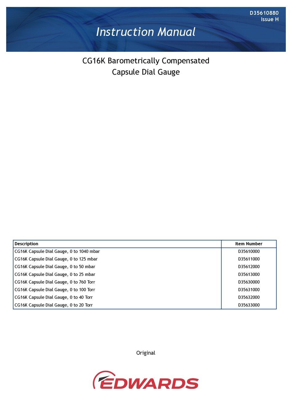 EDWARDS CG16K INSTRUCTION MANUAL Pdf Download ManualsLib