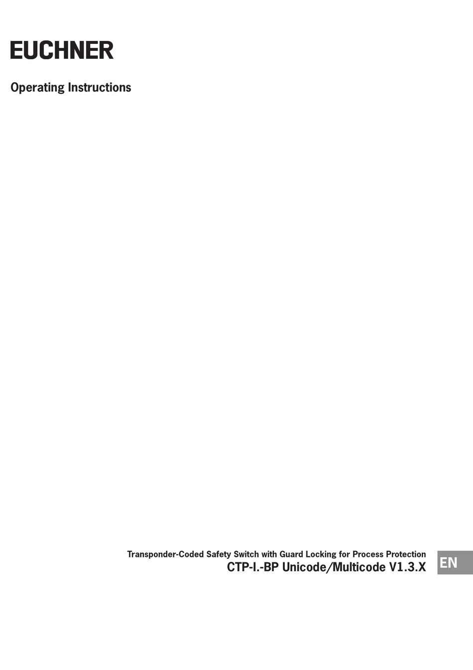 EUCHNER CTPI.BP OPERATING INSTRUCTIONS MANUAL Pdf Download ManualsLib