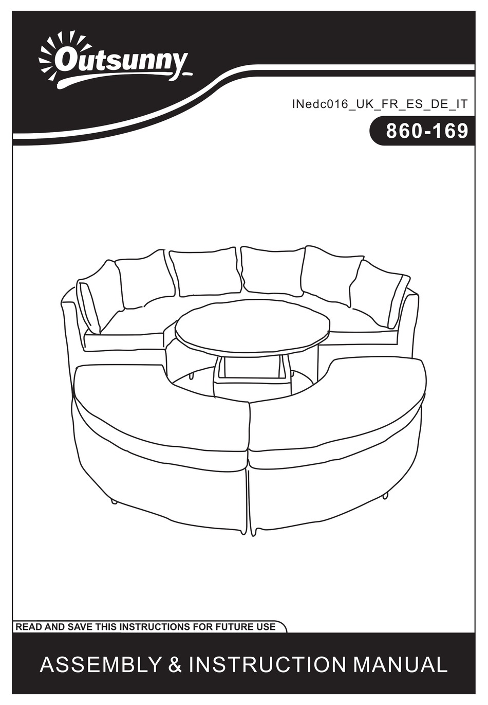 OUTSUNNY 860169 ASSEMBLY & INSTRUCTION MANUAL Pdf Download ManualsLib