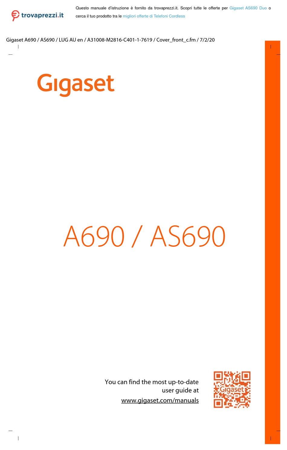 GIGASET AS690 DUO INSTRUCTIONS MANUAL Pdf Download | ManualsLib