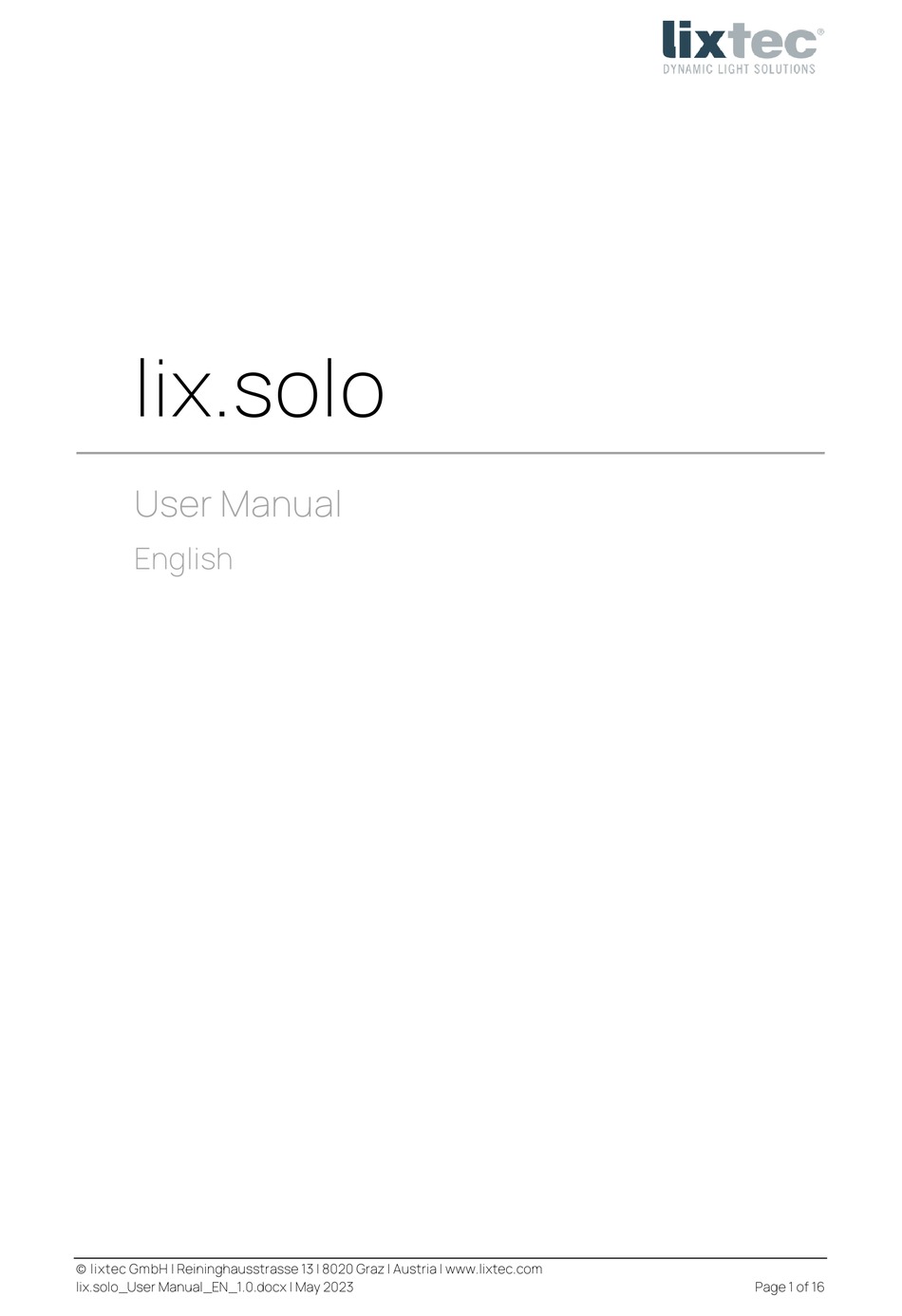 LIXTEC LIX.SOLO USER MANUAL Pdf Download ManualsLib