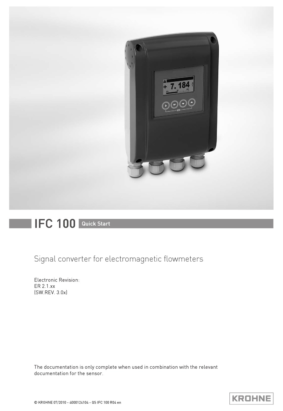 KROHNE IFC 100 QUICK START MANUAL Pdf Download ManualsLib