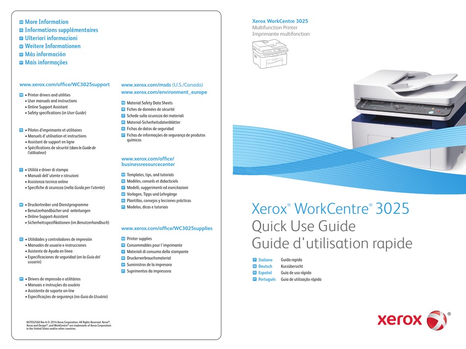 XEROX WORKCENTRE 3025 QUICK USE MANUAL Pdf Download ManualsLib