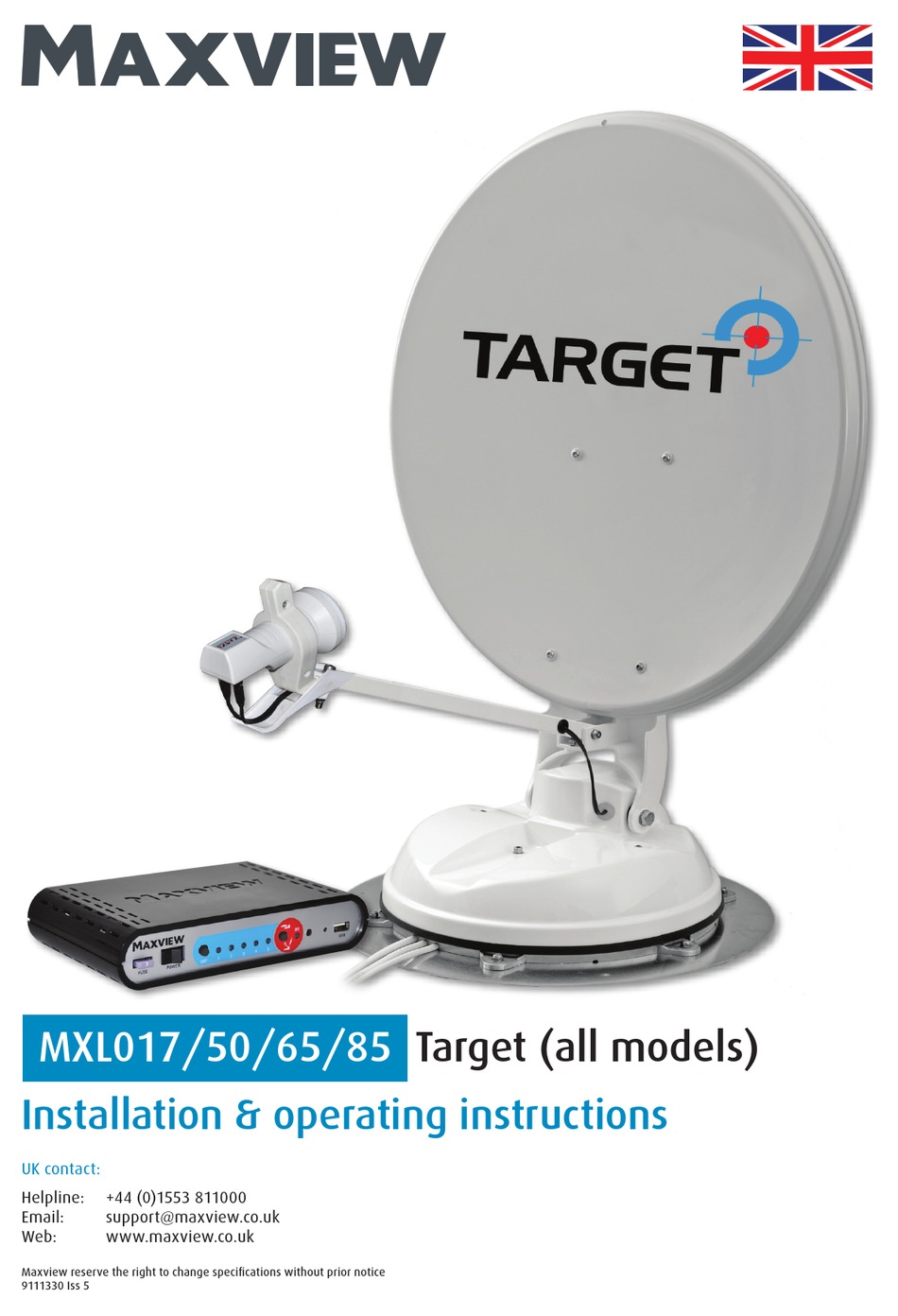 MAXVIEW TARGET MXL017/50 INSTALLATION & OPERATING INSTRUCTIONS MANUAL