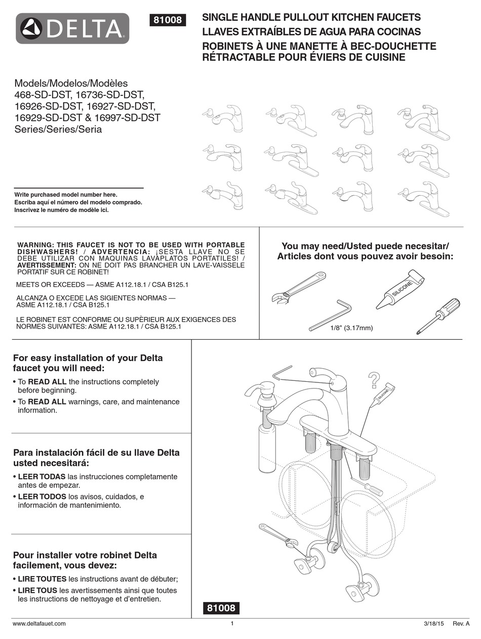 DELTA 16736SDDST SERIES MANUAL Pdf Download ManualsLib