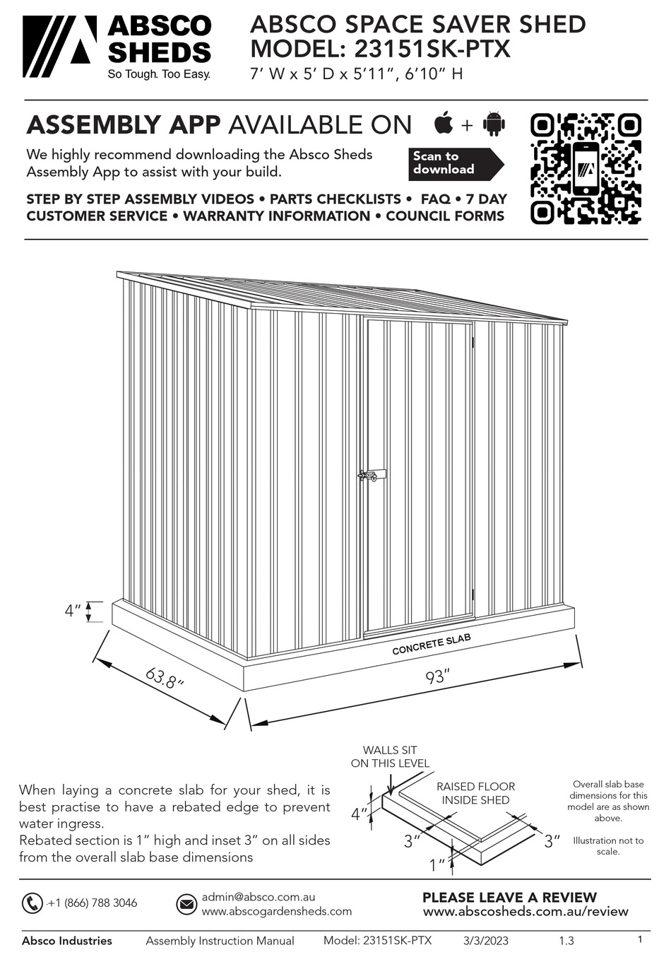ABSCO SHEDS 23151SKPTX MANUAL Pdf Download ManualsLib