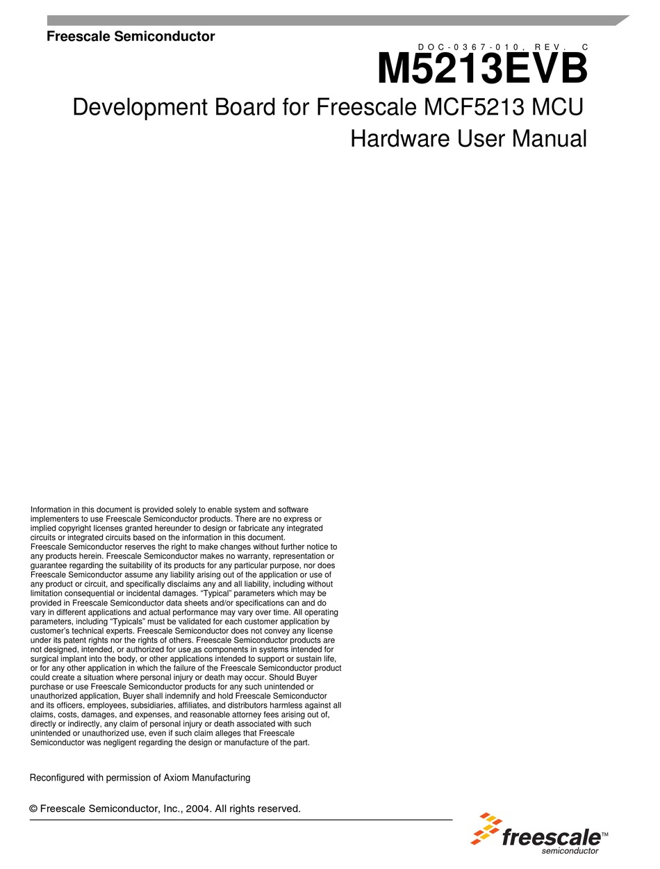 FREESCALE SEMICONDUCTOR M5213EVB HARDWARE USER MANUAL Pdf Download ...