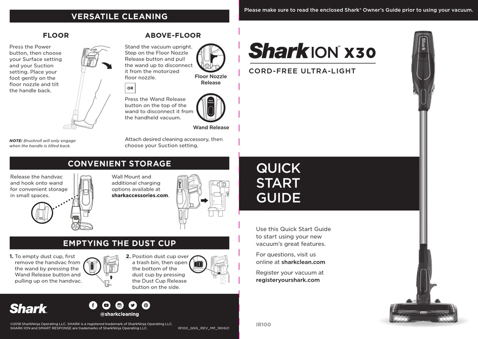 SHARK ION X30 QUICK START MANUAL Pdf Download ManualsLib