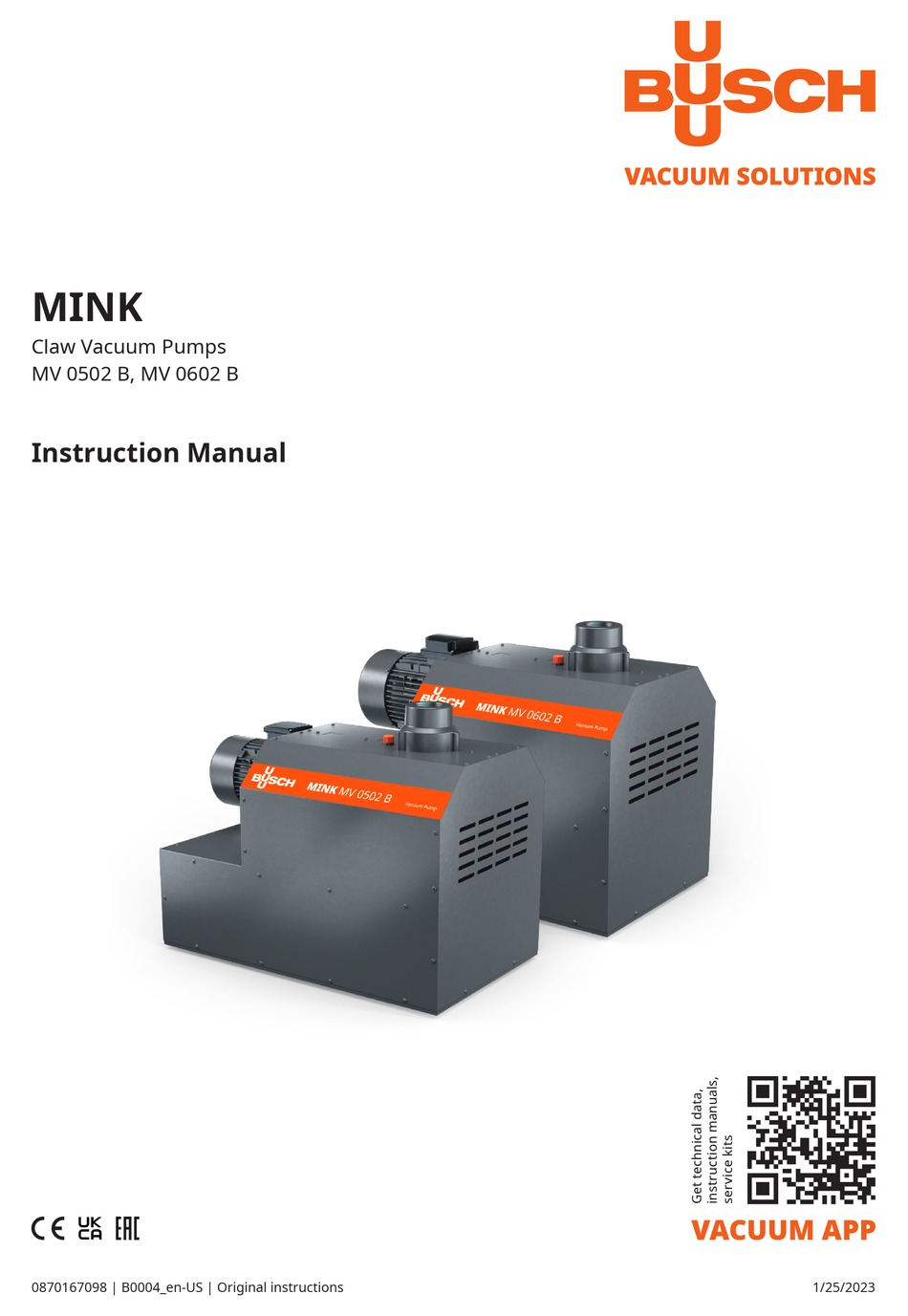 BUSCH MINK MV 0602 B INSTRUCTION MANUAL Pdf Download | ManualsLib