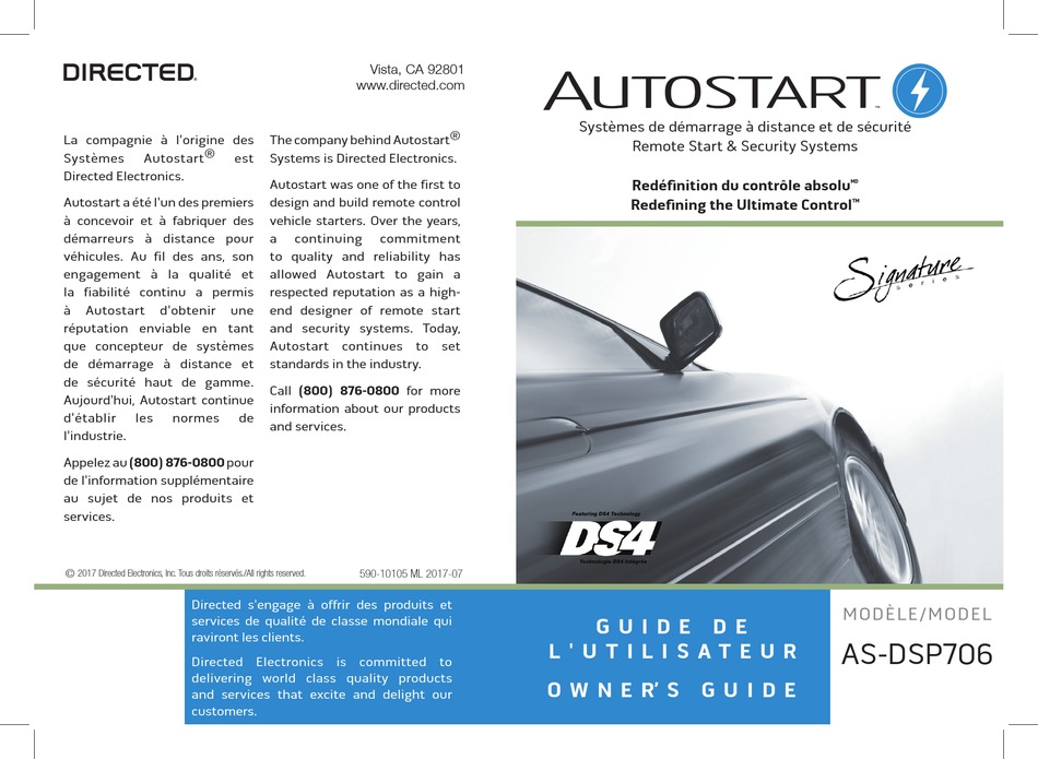AUTOSTART REDEFINING THE ULTIMATE CONTROL ASDSP706 OWNER'S MANUAL Pdf