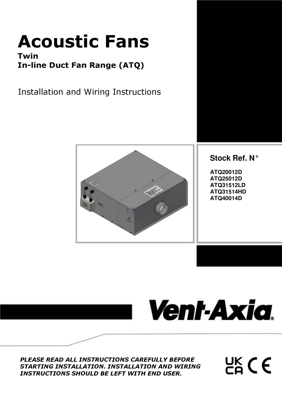 VENTAXIA ATQ20012D INSTALLATION AND WIRING INSTRUCTIONS Pdf Download