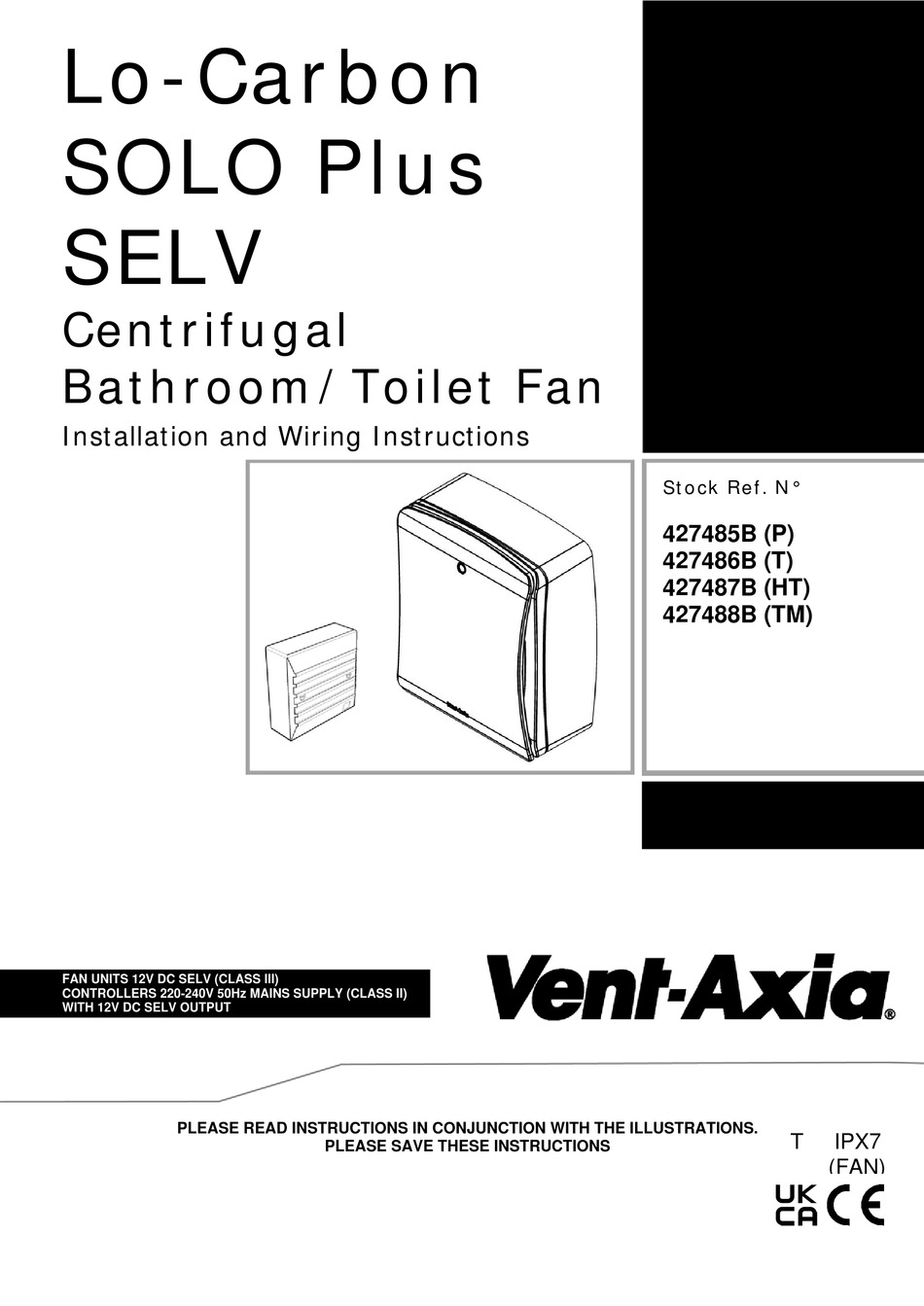 VENT-AXIA SOLO PLUS SELV INSTALLATION AND WIRING INSTRUCTIONS Pdf ...