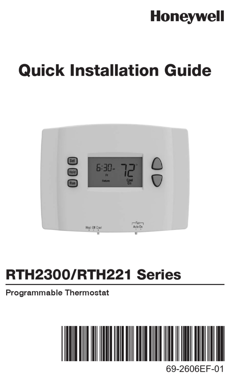 HONEYWELL RTH2300 SERIES QUICK INSTALLATION MANUAL Pdf Download