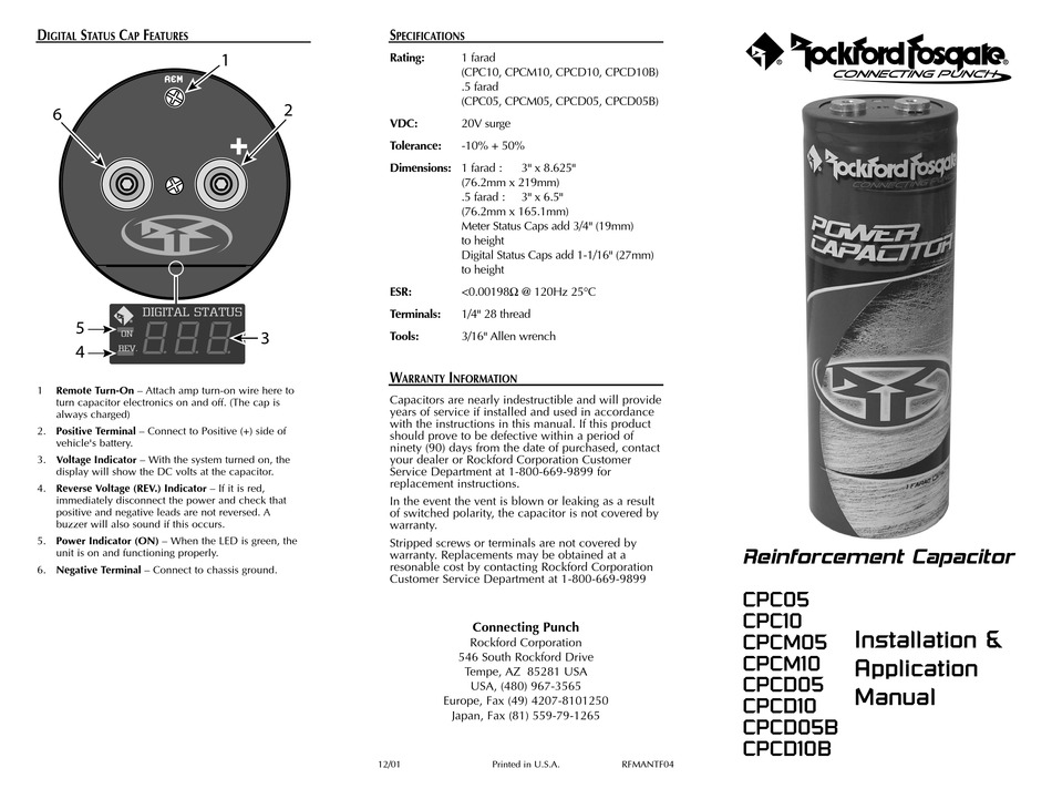 ROCKFORD FOSGATE CPC05 INSTALLATION AND APPLICATION MANUAL Pdf Download