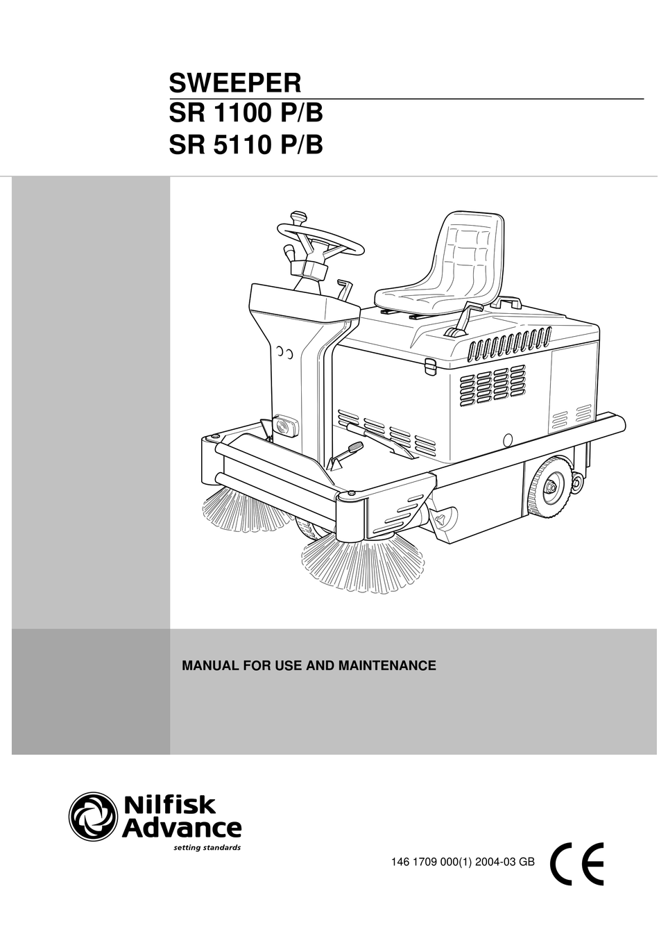 NILFISKADVANCE ADVANCE SR 1100 P MANUAL FOR USE AND MAINTENANCE Pdf
