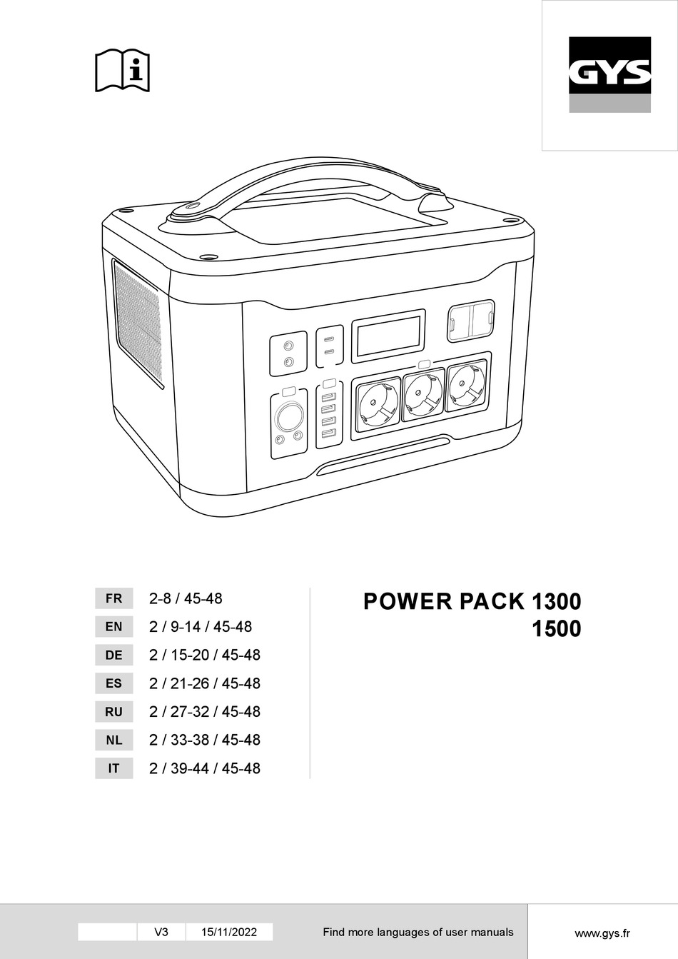 GYS POWER PACK 1300 OPERATING MANUAL Pdf Download ManualsLib