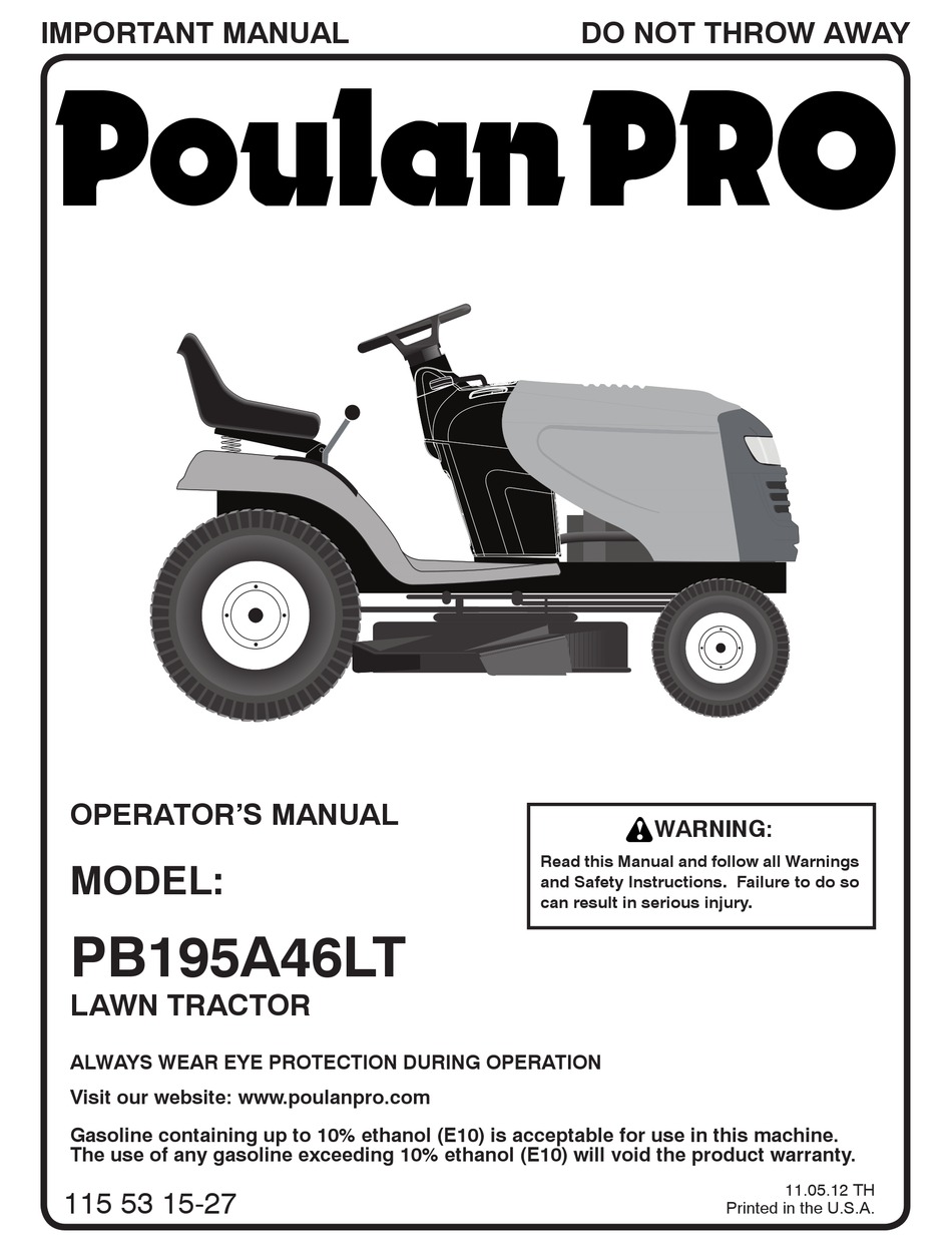 POULAN PRO PB195A46LT OPERATOR'S MANUAL Pdf Download ManualsLib